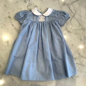 Girls Blue Gingham Dress with matching hair bow